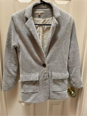 Cream Herringbone Light Blazer Jacket - DownEast